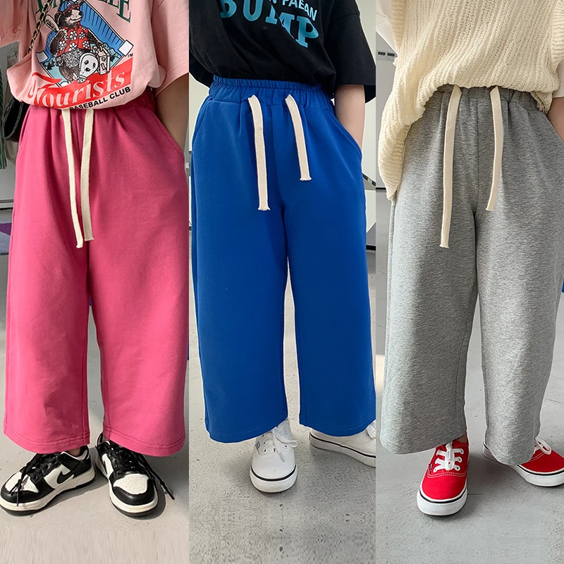 

Summer Straight Trousers Cotton Spring Children's 2023 Pants And Wide Loose Leg Girls New And Korean Casual Boys