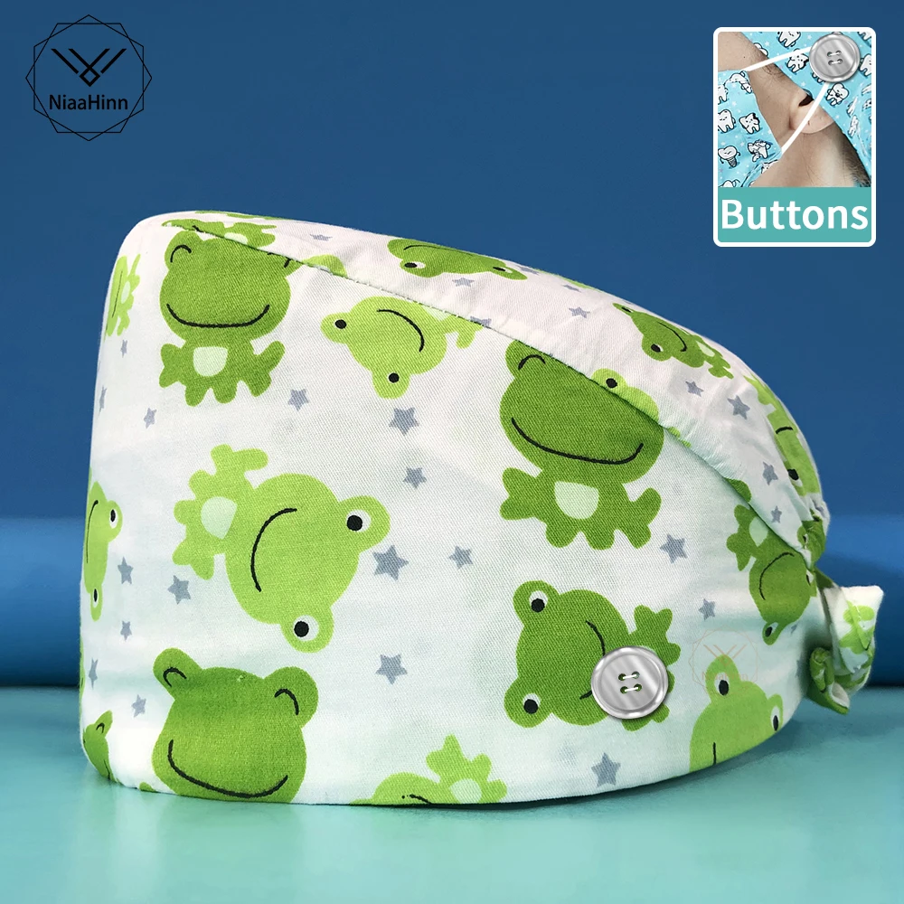 

Animal Pattern Pet Shop Veterinarian Nurse Uniform Medical Accessories Doctor Care High Quality Wholesale Pure Cotton Scrubs Cap