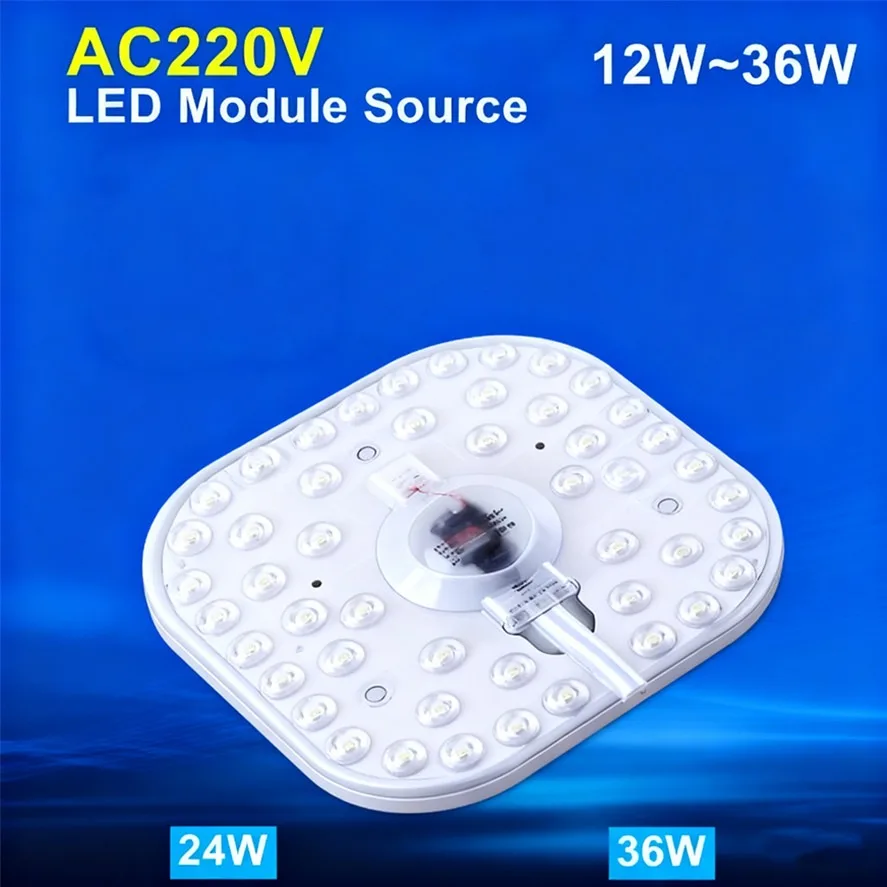 

Высокояркий Квадратный Светодиодный Потолочный Светильник-модуль 36 Вт 24 Вт 18 Вт 12 Вт, AC220V, SMD 2835, Диммируемый