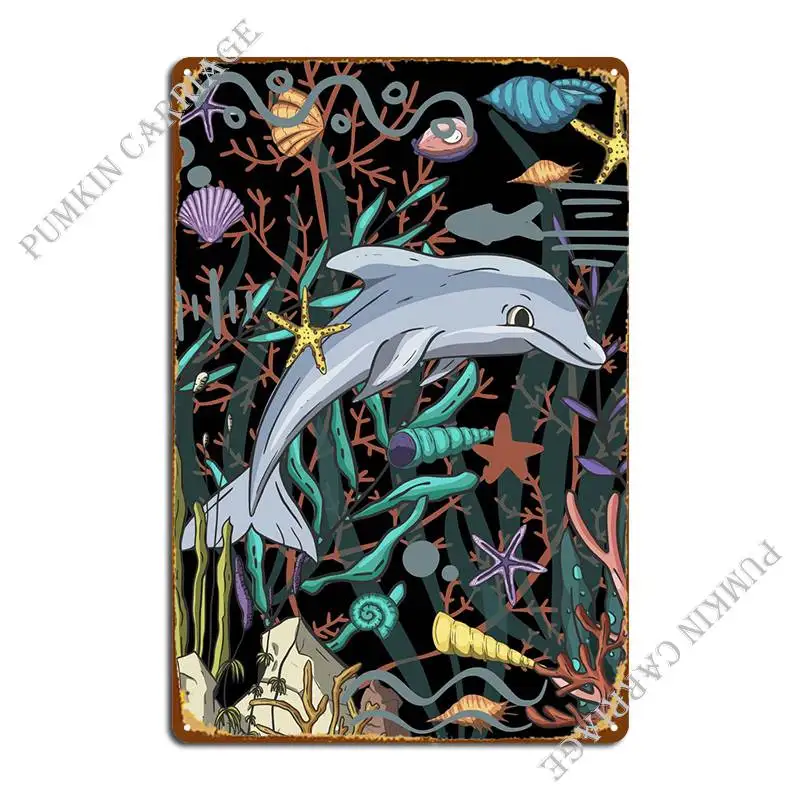

Dolphin Underwater Of Life Metal Plaque Poster Decoration Cinema Custom Wall Decor Tin Sign Poster