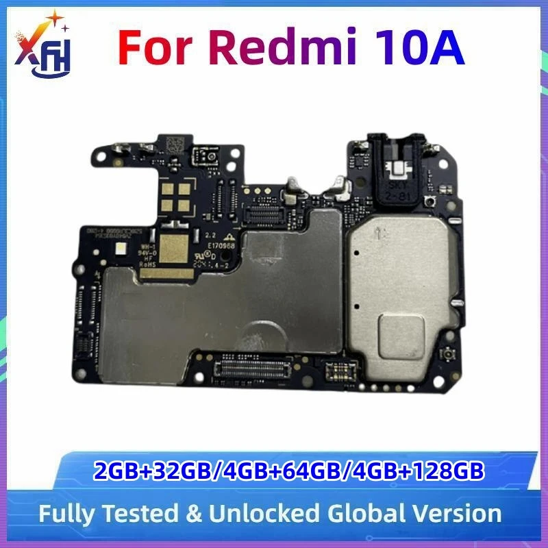 

XIFEHHE 100% Original Unlocked Mainboard For Xiaomi Redmi 10A Motherboard Logic Board With Full Chips 32GB/64GB/128GB