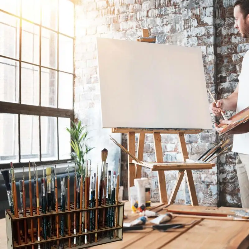 Держатель для кистей 67 отверстий деревянная краска карандаш кисть рисования