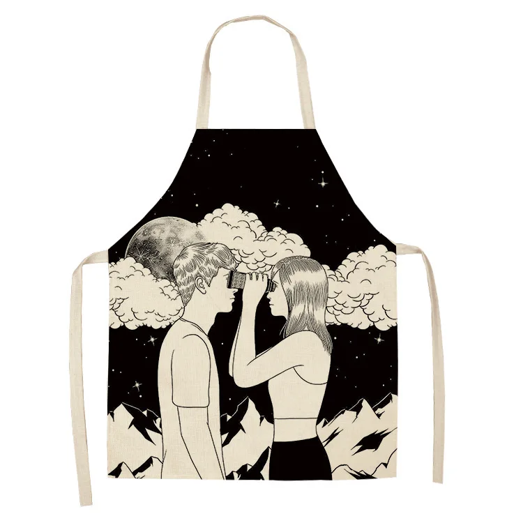 

Фартук Кухонный из хлопка и льна с цветами