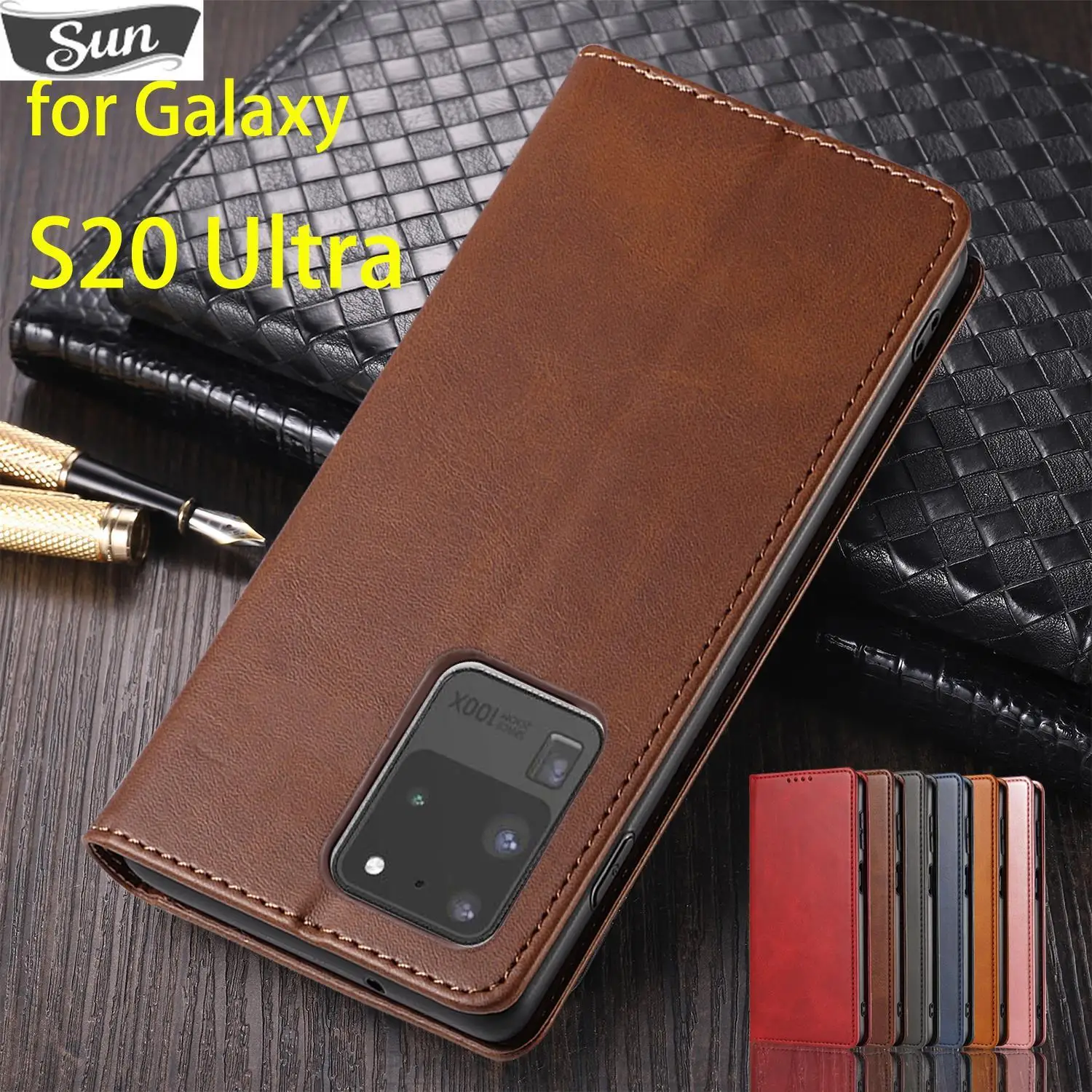 

Magnetic Attraction Cover Leather Case for Samsung Galaxy S20 Ultra 4G 5G 6.9" Flip Case Card Holder Wallet Case Fundas Coque