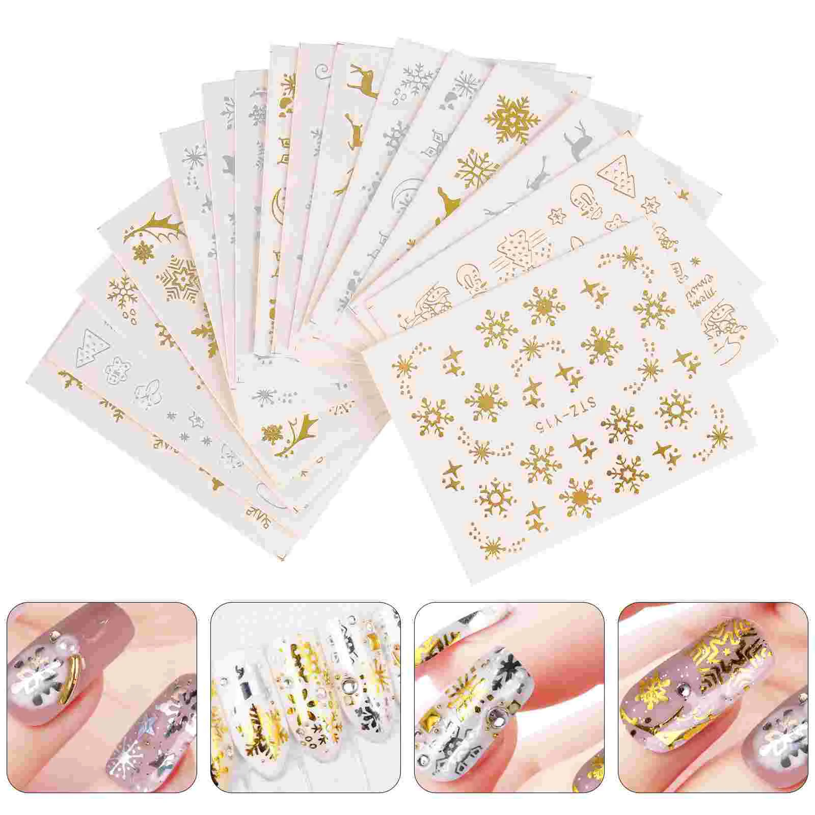 

Nail Stickersletter Women Decals Manicure Christmas Sticker Decoration Diy Watermark Holographic Adhesive 3D Girl Snowflake