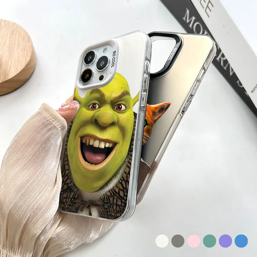 Забавный чехол для телефона Movie Shrek Apple iPhone 14 15 16 13 12 11 Pro 7 8 Plus X XR XS Max Cqoue Cool Laser Matte Cover