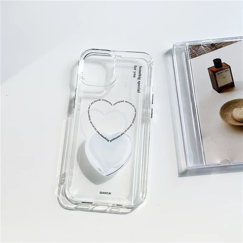 Ins-красивый и мягкий силиконовый чехол с серебряным рисунком сердца подходит для