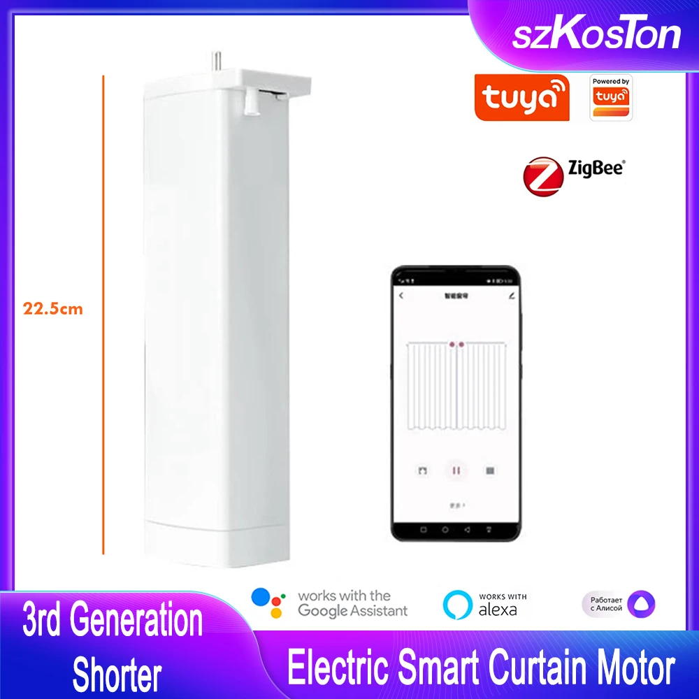 

Tuya Zigbee Electric Smart Curtain Motor Intelligent Voice Control Alexa Google Assistant Smart Life 3rd Generation Shorter