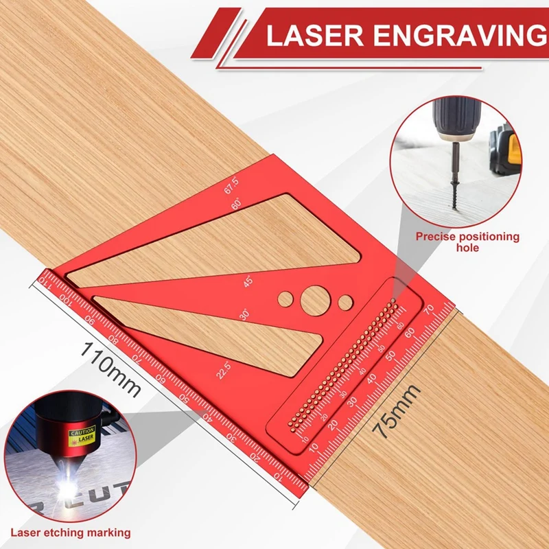 3D многоугловая измерительная линейка из алюминиевого сплава точность 22 5-90 °