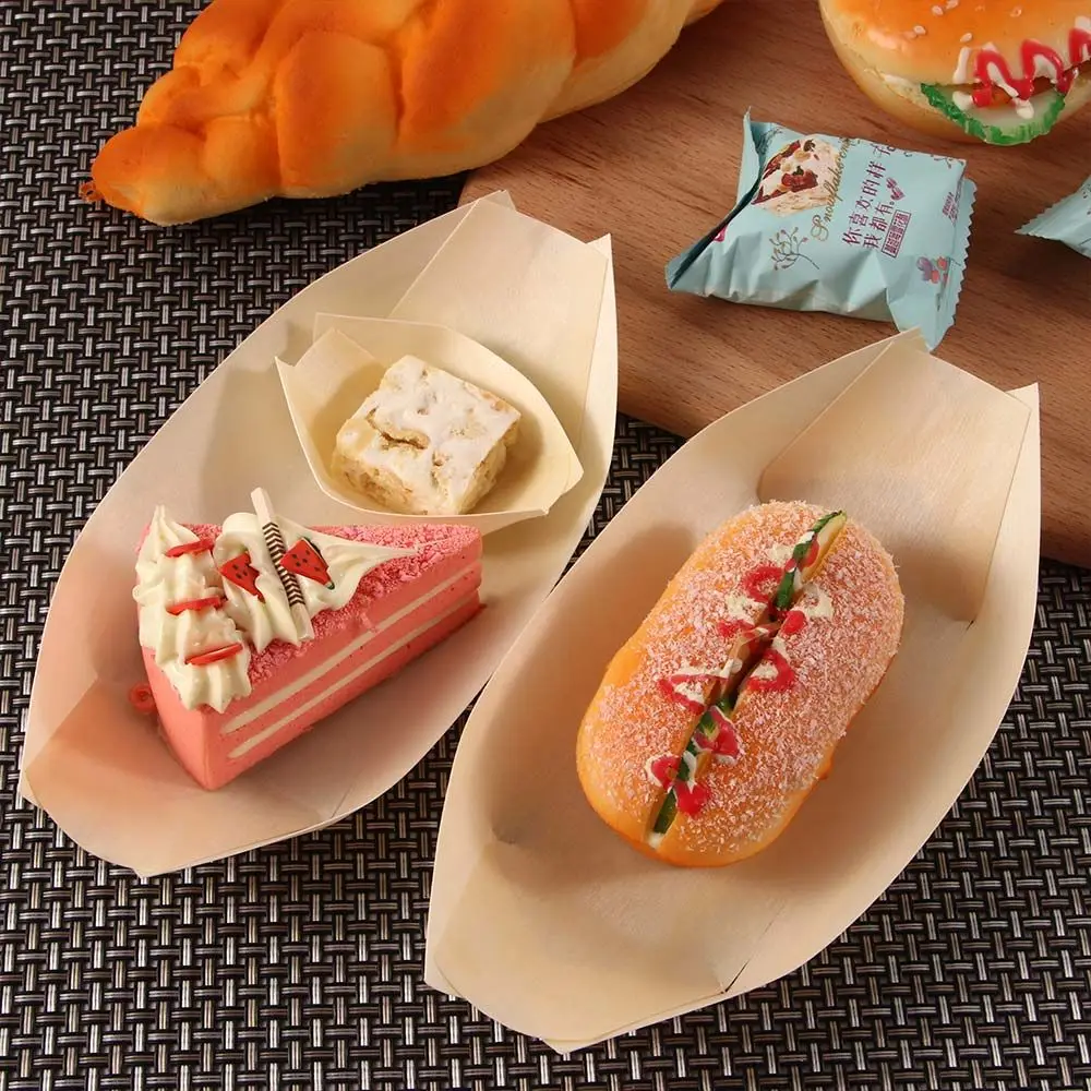 

Wholesale 50Pcs Japanese Clean Disposable Food Boat Two Size Practical Durable Pine Sushi Tray Wood Bowl Cake Tool Home Supplies