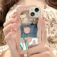 new ins pink tulip apple for 12pro13promax mirror phone case for iphone11 protective case