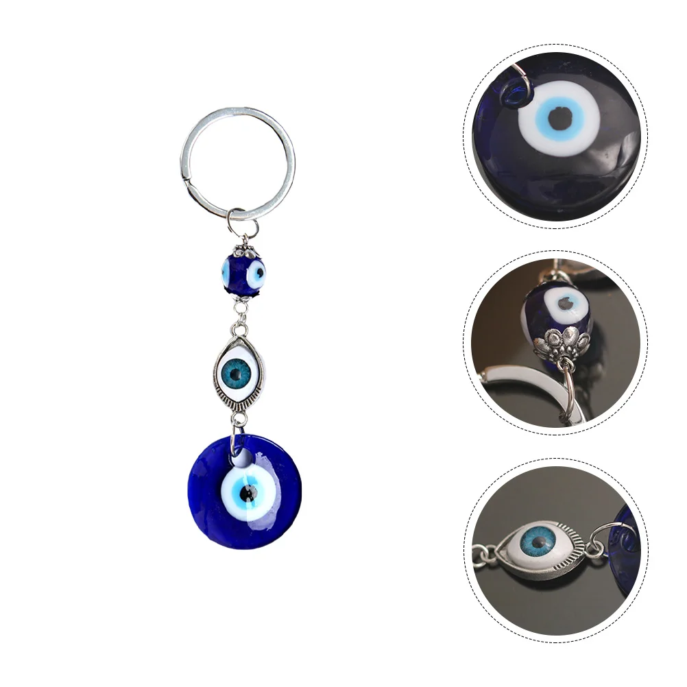 

1PC 3mm Chic Turkish Style Keychain Novel Turkish Blue Eye Keyring Bag Pendant