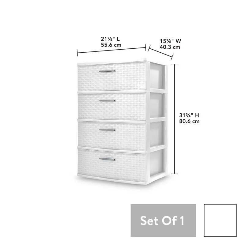 

Extra-Capacity Long-Lasting White Weave Drawer Tower Storage Unit Durability Comfort Guaranteed