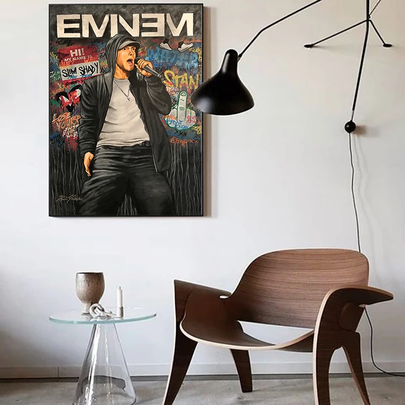 

Canvas Painting Eminem Hip Hop Rap God Super Rapper Singer Music Star Posters And Prints Wall Art Picture Abstract Home Decor