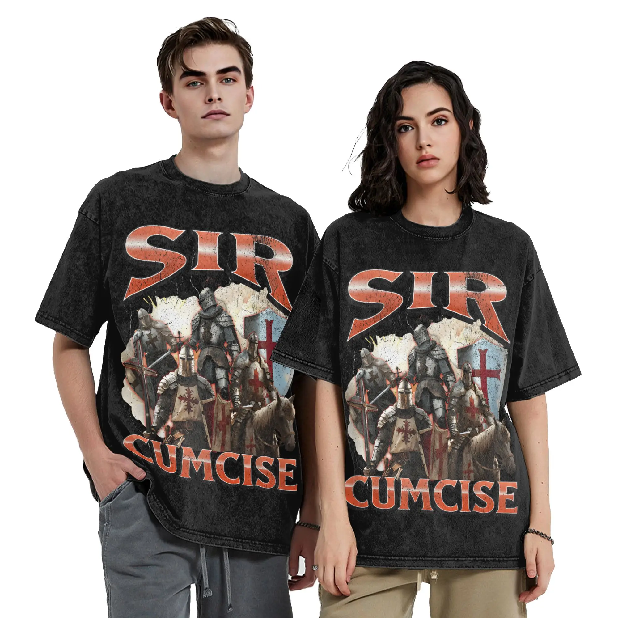 Фото Мужская футболка Sir Cumcise, выстиранная, в стиле Harajuku, летняя, Y2K, базовый дизайн, повседневный топ, идея для подарка №3