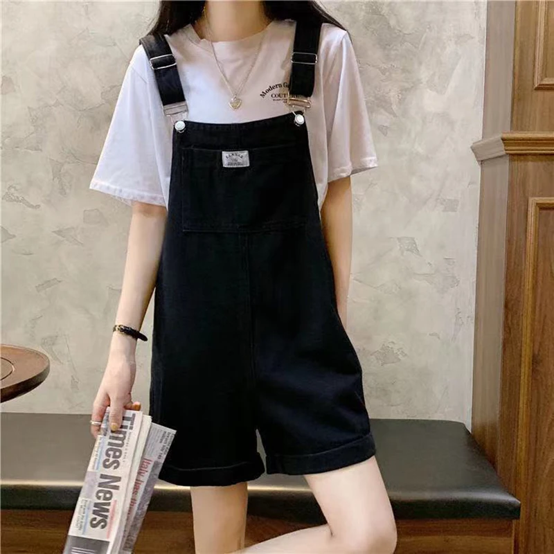 Женские комбинезоны в Корейском стиле однотонные брюки на бретелях преппи с