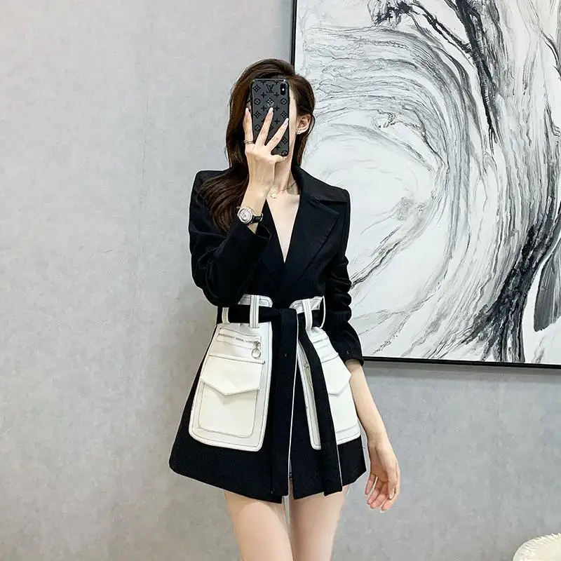 

Women's Blazer 2022 New Spring Autumn Long Sleeve Blazers Patchwork Jackets Coat Slim Office Jacket Female Suit Jackets T107