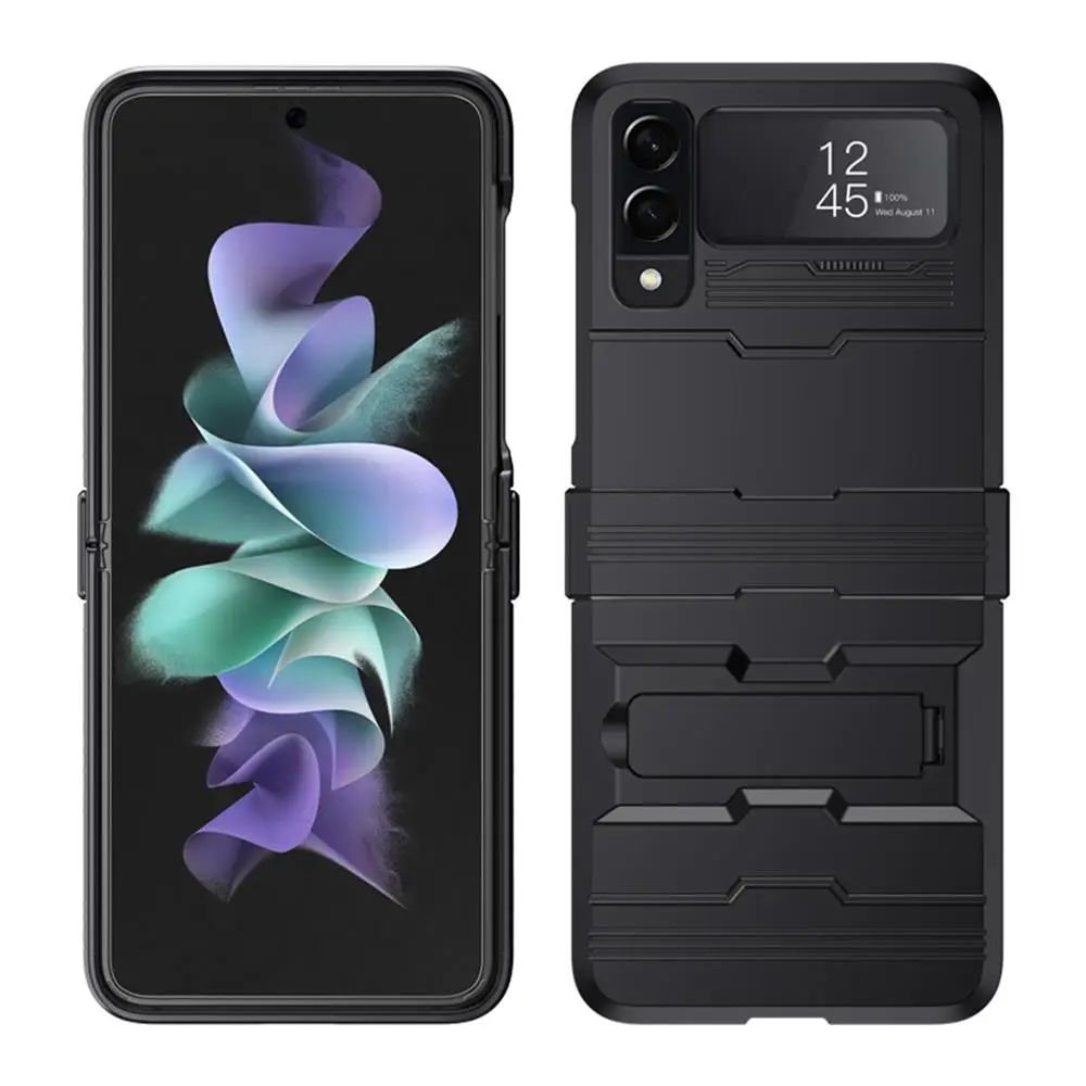 

For Samsung Galaxy Z Flip 4 3 zFlip4 Case Luxury Folding Hinged Bracket Holder Shockproof Protection Hard Back Cover Accessories