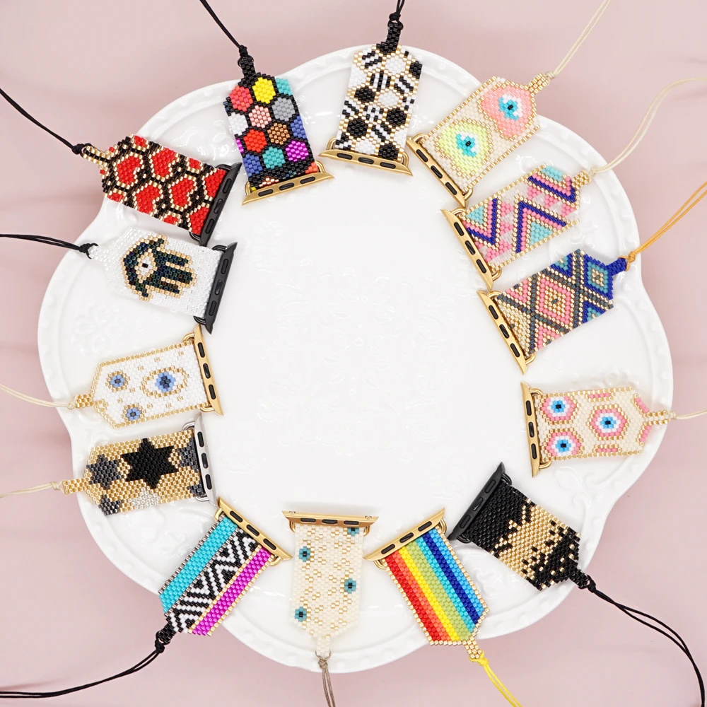 Shinus Hot Selling New Design Luxury Miyuki Beads Apple Watch Band Fitness 40/44 mm Smart Strap for Apple Watch Band