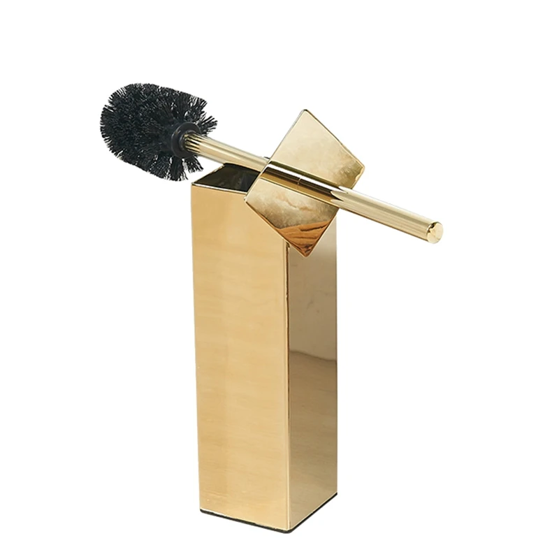 

Gold Creativer Stand Polish Toilet Brush Holder Set Toilet Bowl Brush Stainless Steel Brushed Gold Bathroom Accessories