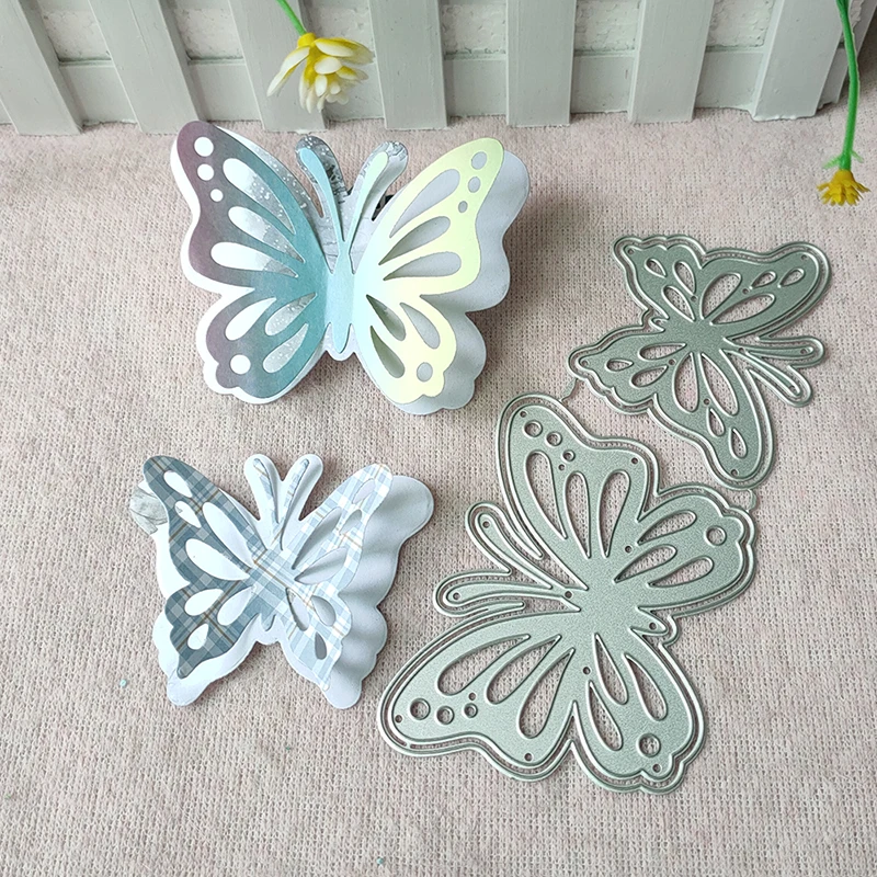 New 2 Pcs Three-dimensional Butterfly metal cutting die mould scrapbook decoration embossed photo album decoration card making