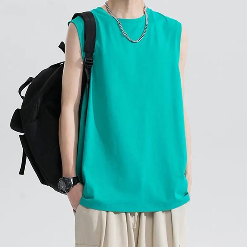 

Summer New Men T Shirt Comfortable Cool Cotton Men Tank Top Loose Oversize Sleeveless Tops Fashion Casual T-shirt Men's Clothin