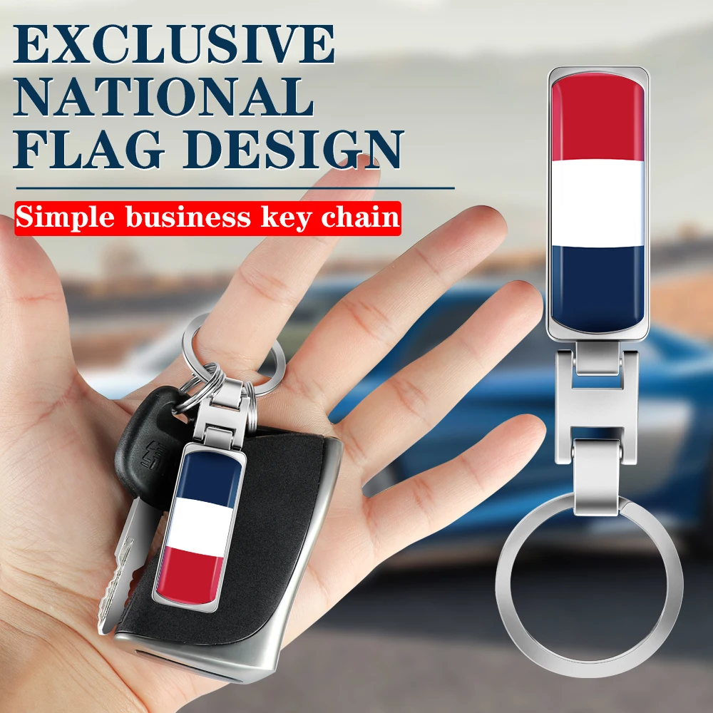 

1Pcs 3D Fashion Car Styling Metal Alloy France National Flag Epoxy Emblem Keychain Key Rings Key Holder Gift Accessories