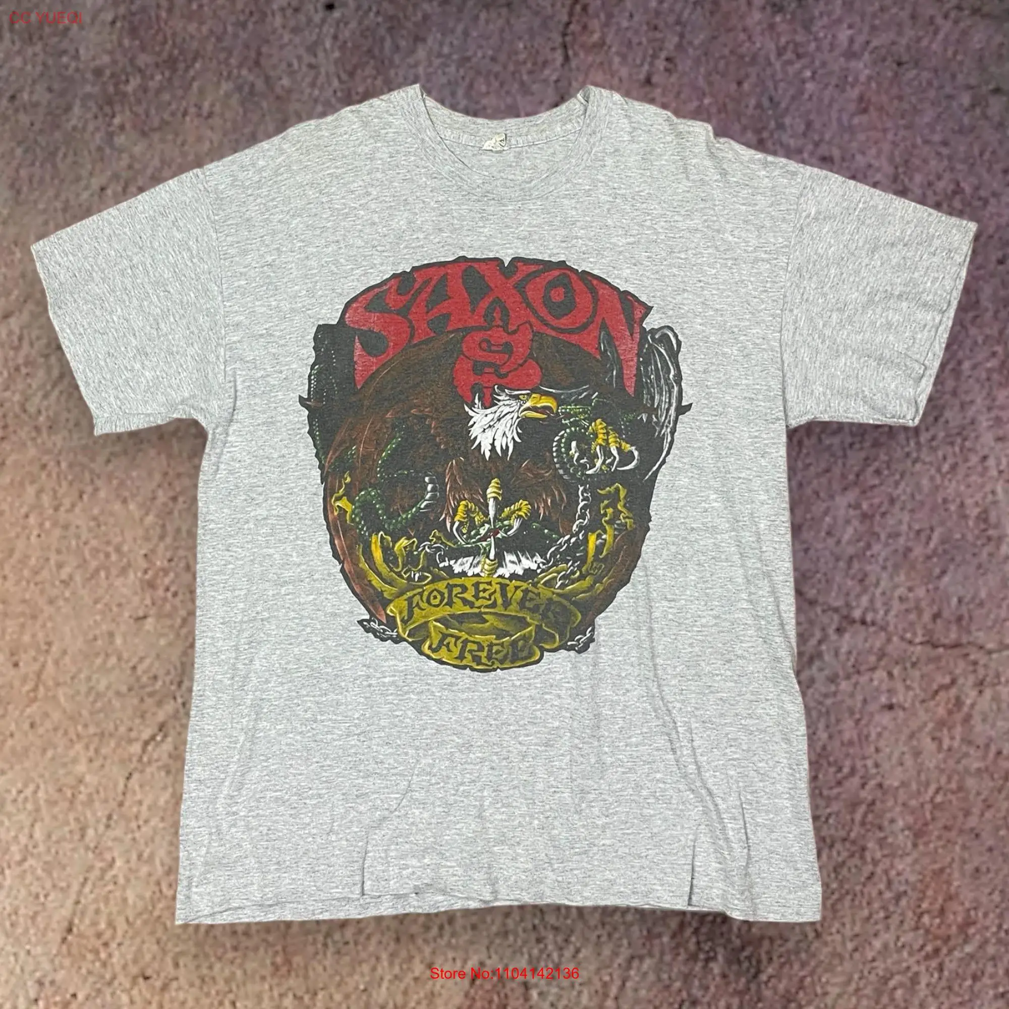 Мужская Винтажная Футболка Saxon Forever Free 1993 с длинным или коротким рукавом