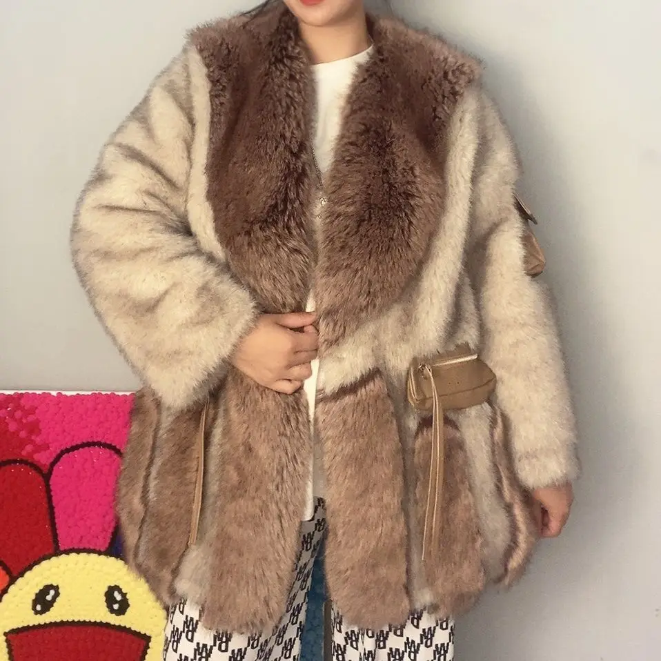 Winter Coat Women 2022 New Fashion High-End Toka Fur Coat Loose Slimming Warm Long Sleeve Temperament Faux Fur Jacket All-match