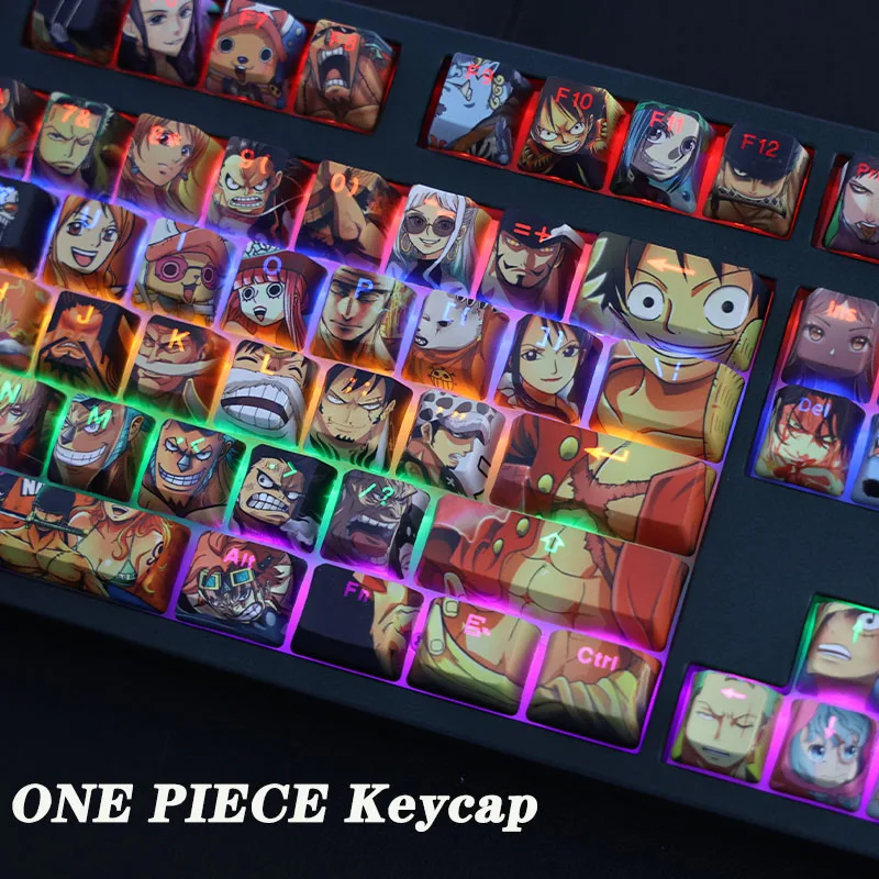 108 Keys PBT Keycaps Anime One Piece Gartoon Characters Gamer Mechanical Keyboard Backlit RGB Five sides Dye-subbed DIY Key cap