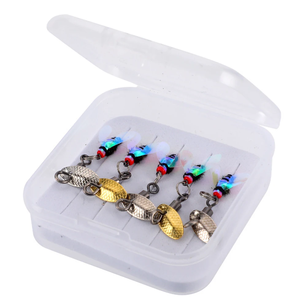 

5pcs/10pcs Flies Insect Bug Hook Lure Bait Fly Hooks With Box Fly Fishing Decoy Baits Sequins Fishhook Lures Fish Tackle