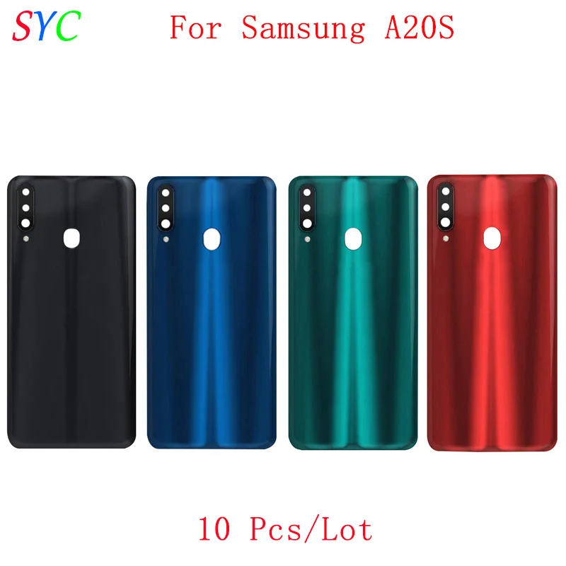 10Pcs/Lot Rear Door Battery Cover Housing Case For Samsung A20S A207F Back Cover with Camera Lens Logo Repair Parts