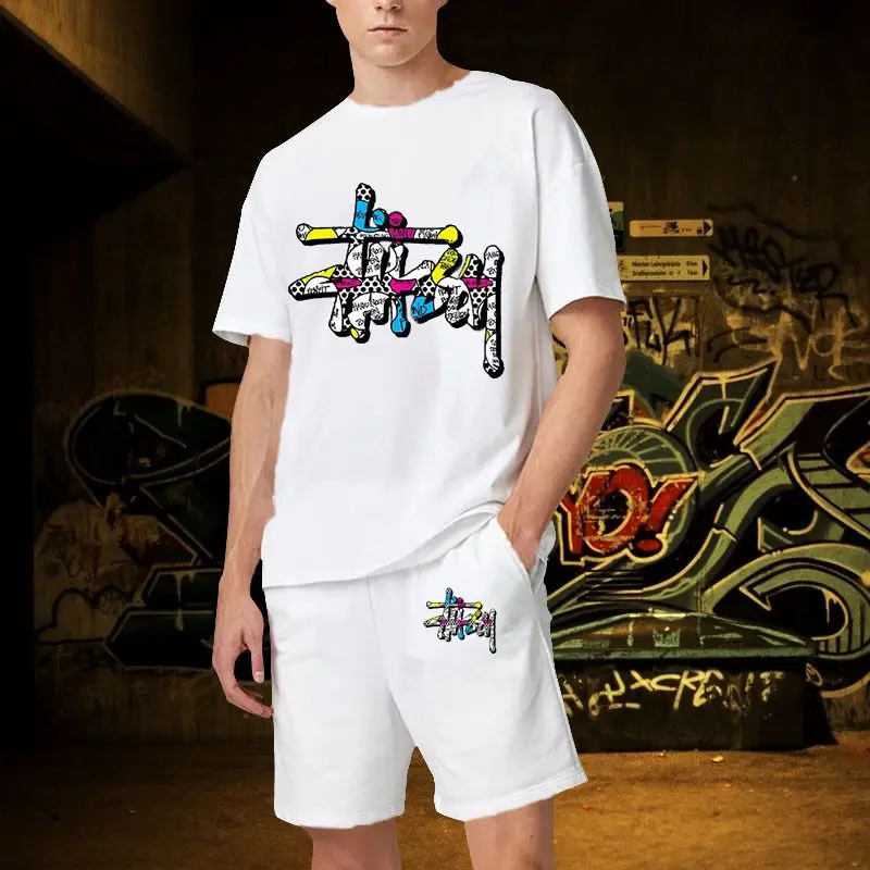 

Mens Tracksuits Fashion Brand Men Summer Set Cotton Casual Outfit Short Oversized Hip Hop Tracksuit Streetwear Man Suits 2 Piece