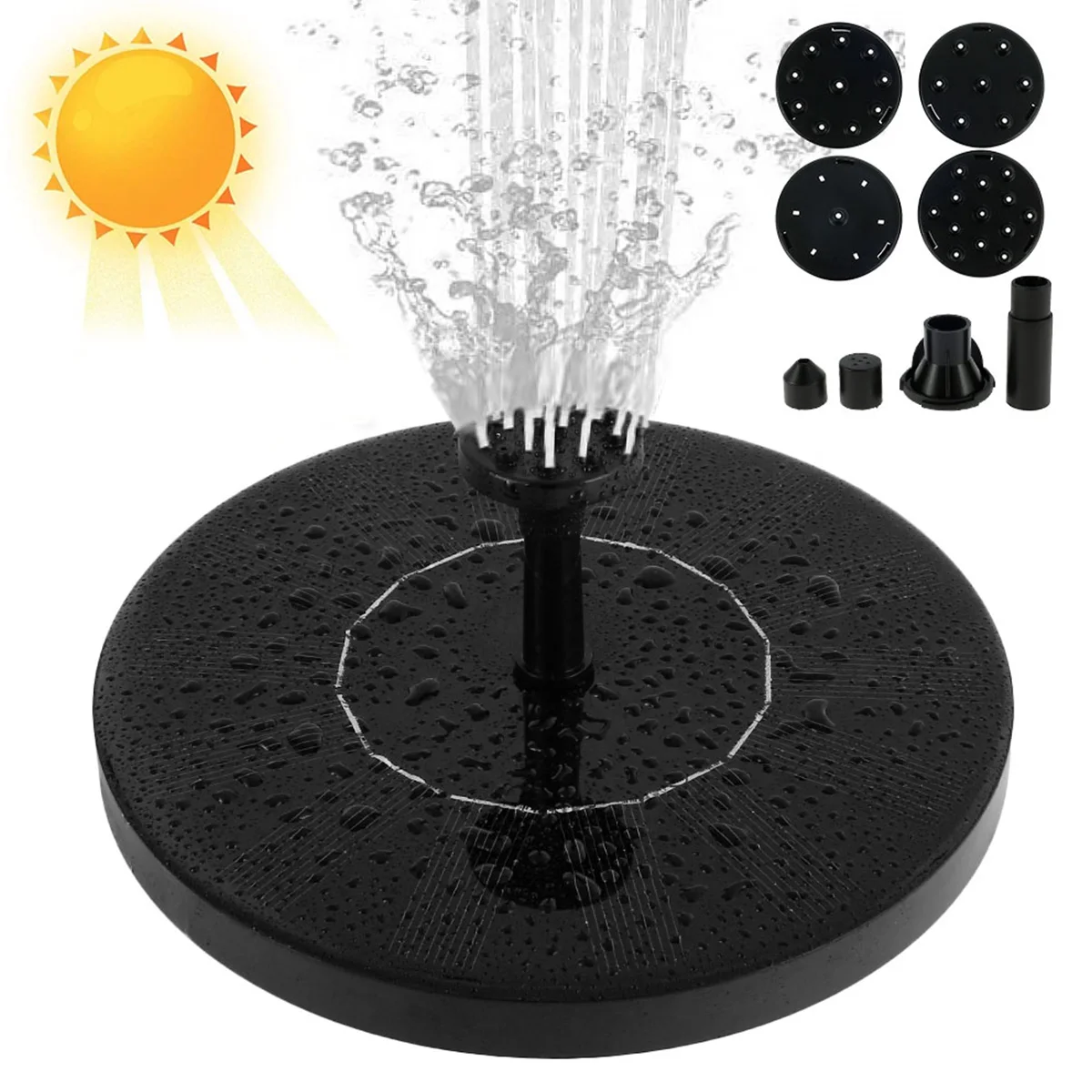 

16 см круглый солнечный фонтанный насос 7 в 1 Вт Пластиковый Солнечный фонтан с 6 насадками плавающий садовый водяной насос уличная вода
