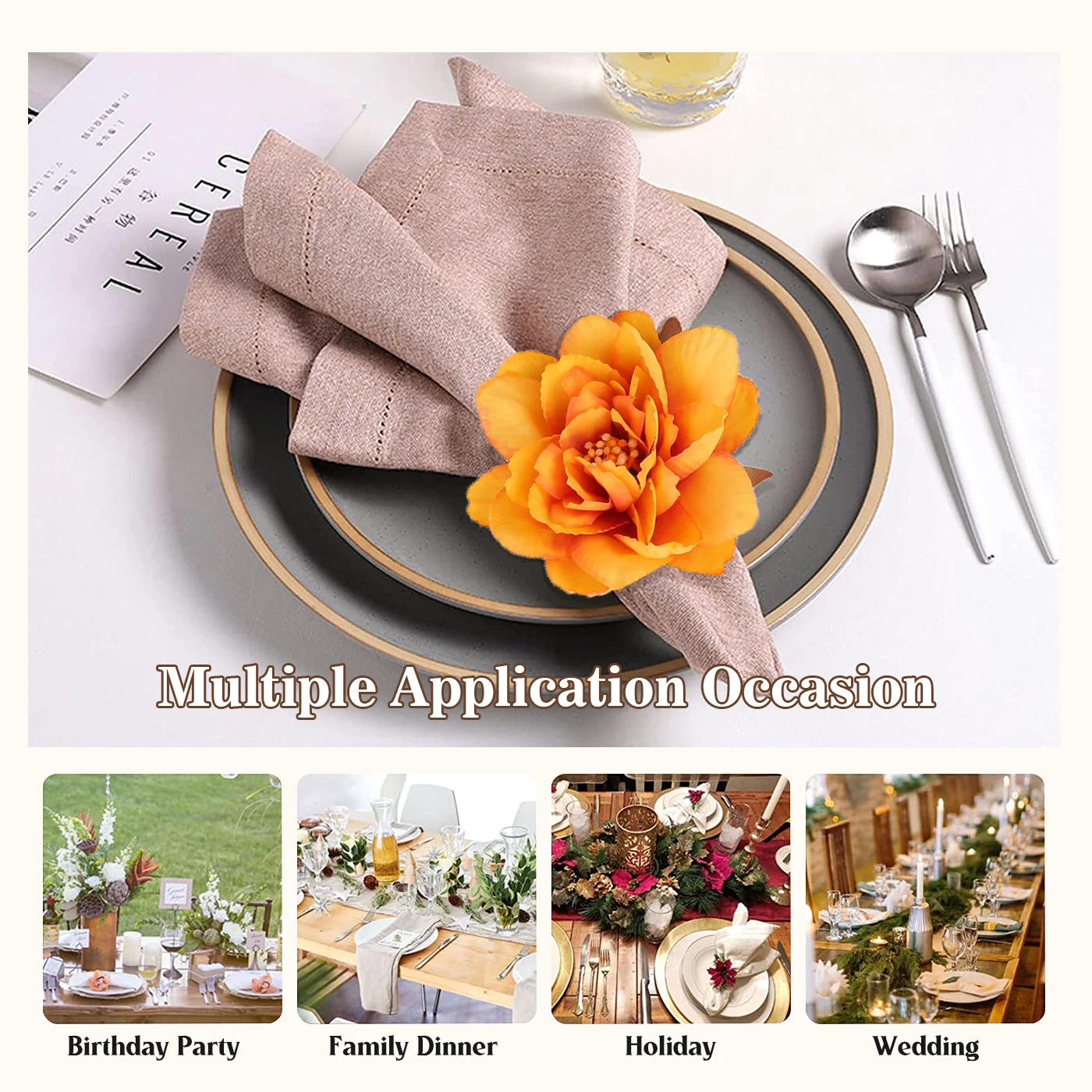 Набор декоративных колец для салфеток ручной работы с цветами набор из 4