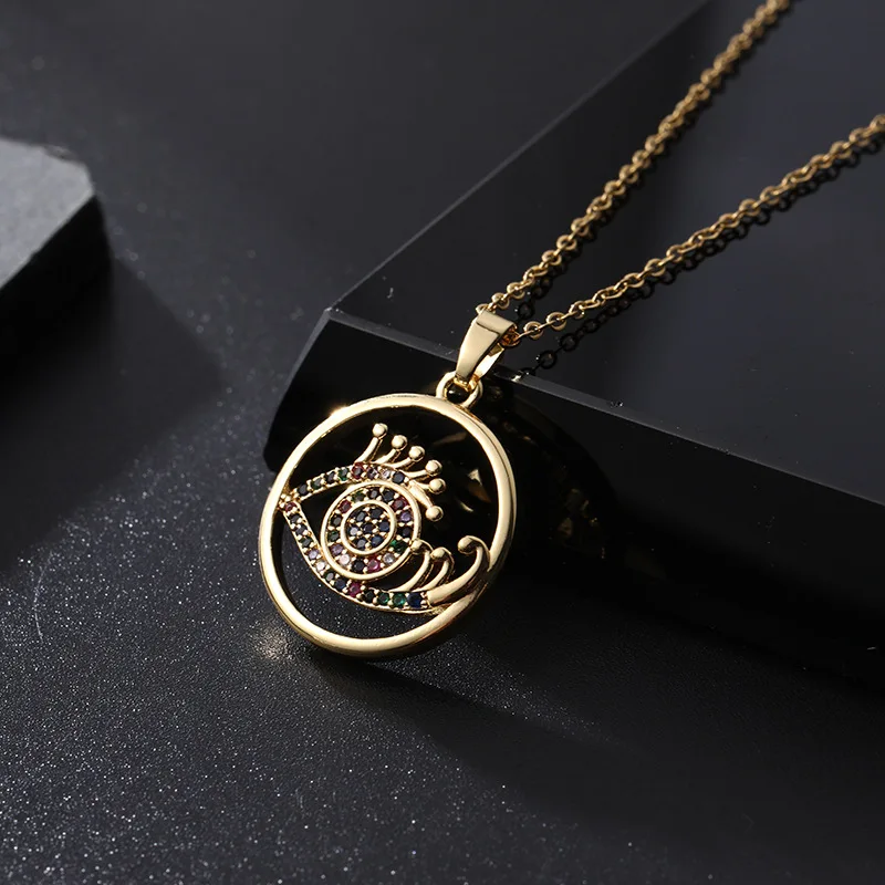 

WANGAIYAO simple fashion Turkish blue eye pendant trendy ins devil eye necklace titanium steel clavicle chain female jewelry gif