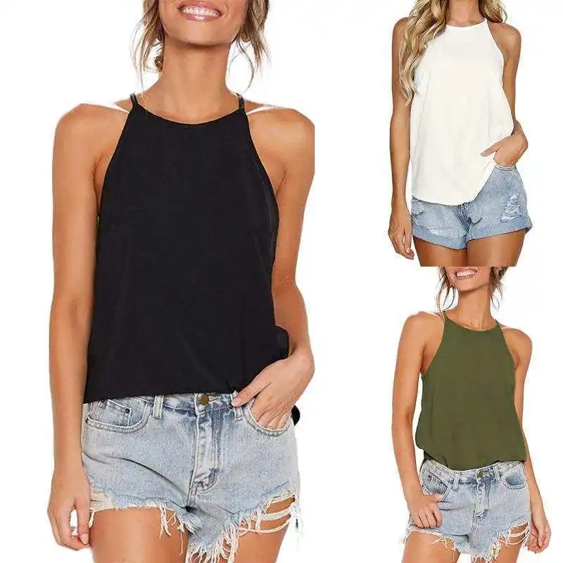 

Summer 2022 Women's Irregular Sexy Halter Vest In Solid Color