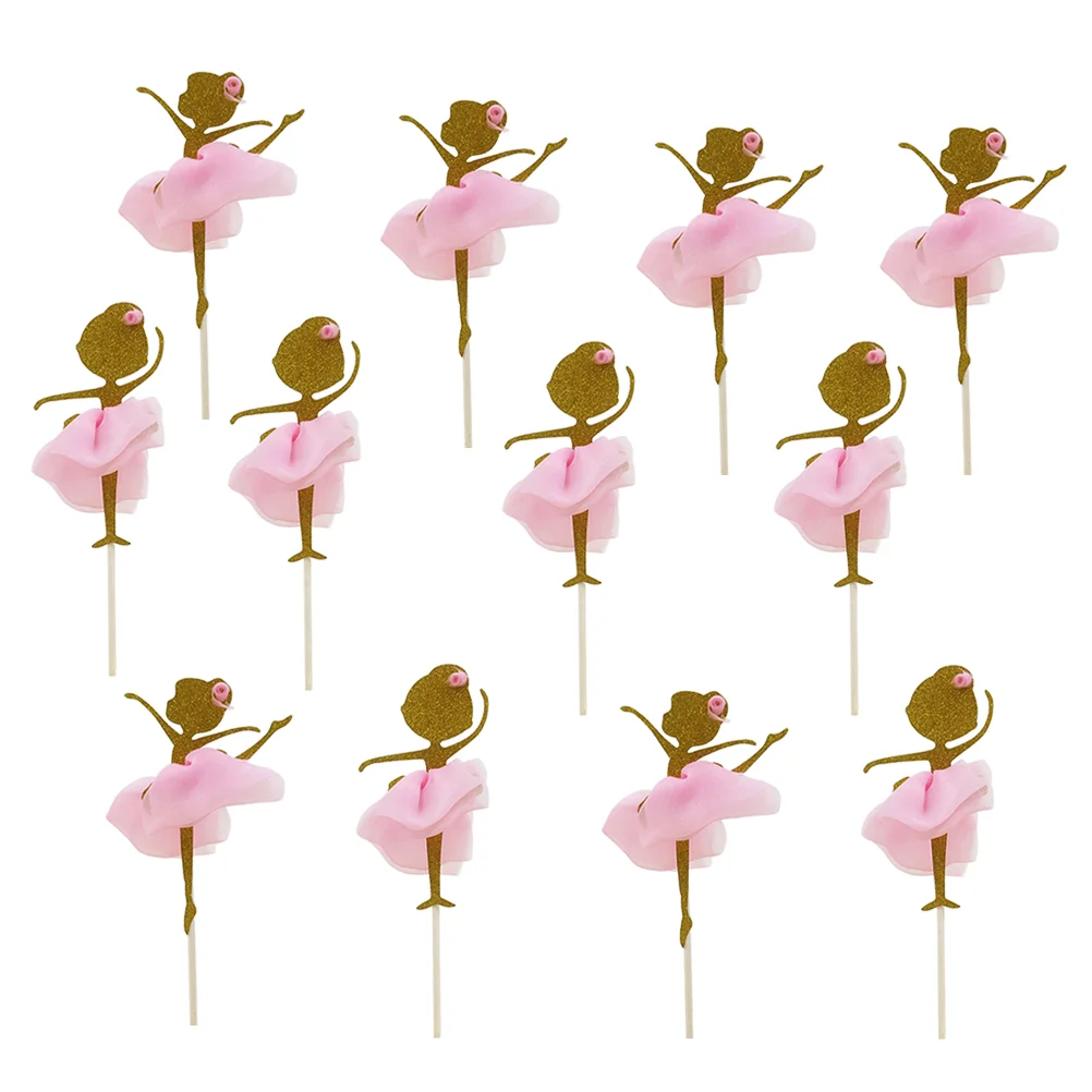 

12PCS Ballet Girl Cupcake Picks for Ballet Party Supplies Dancer Cupcake Toppers Cake Accessories