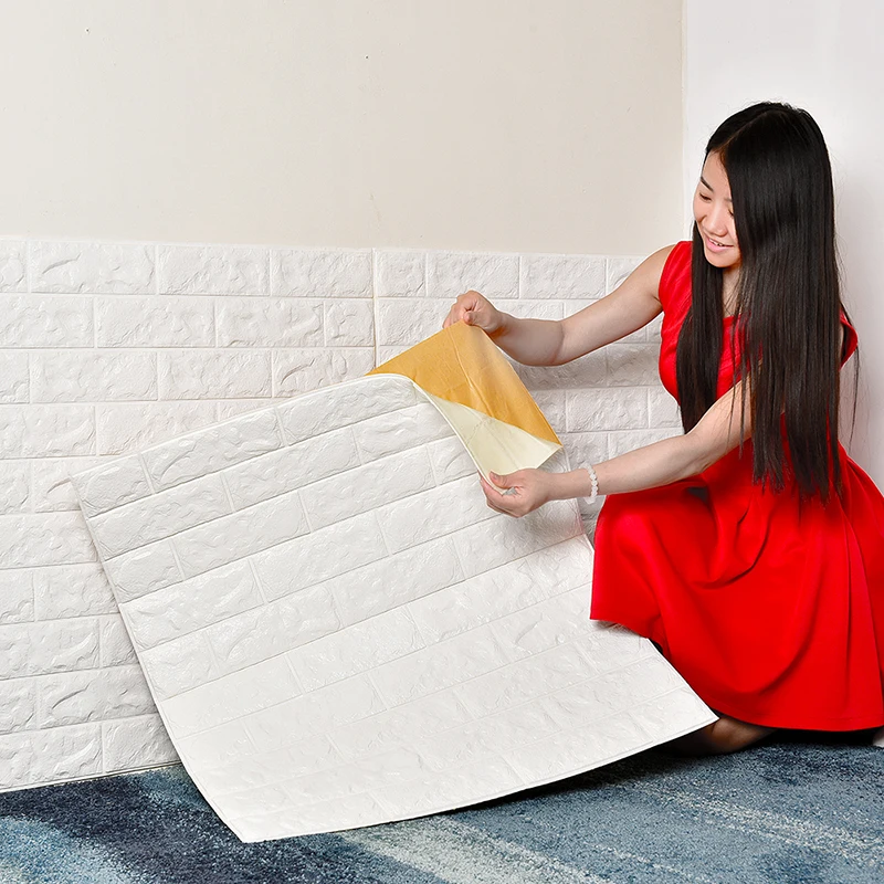 

Self Adhesive Waterproof TV Background Brick Wallpapers 3D Wall Sticker Living Room Wallpaper Mural Bedroom Decorative 70*77