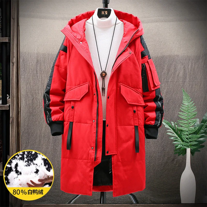 New Warm Thick Men White Duck Down Jacket Hooded Puffer Jackets Coat Winter New Male Casual Long Parka jacket uptempo coats men