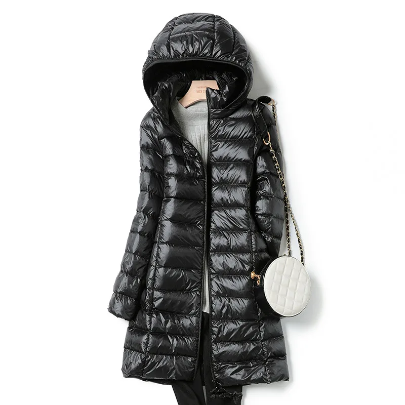 

Lightweight Thin Down Jacket Women Clothes 2023 Slim Mid-length Section Large Size Coat Detachable Hood Pike Fashion Jacket