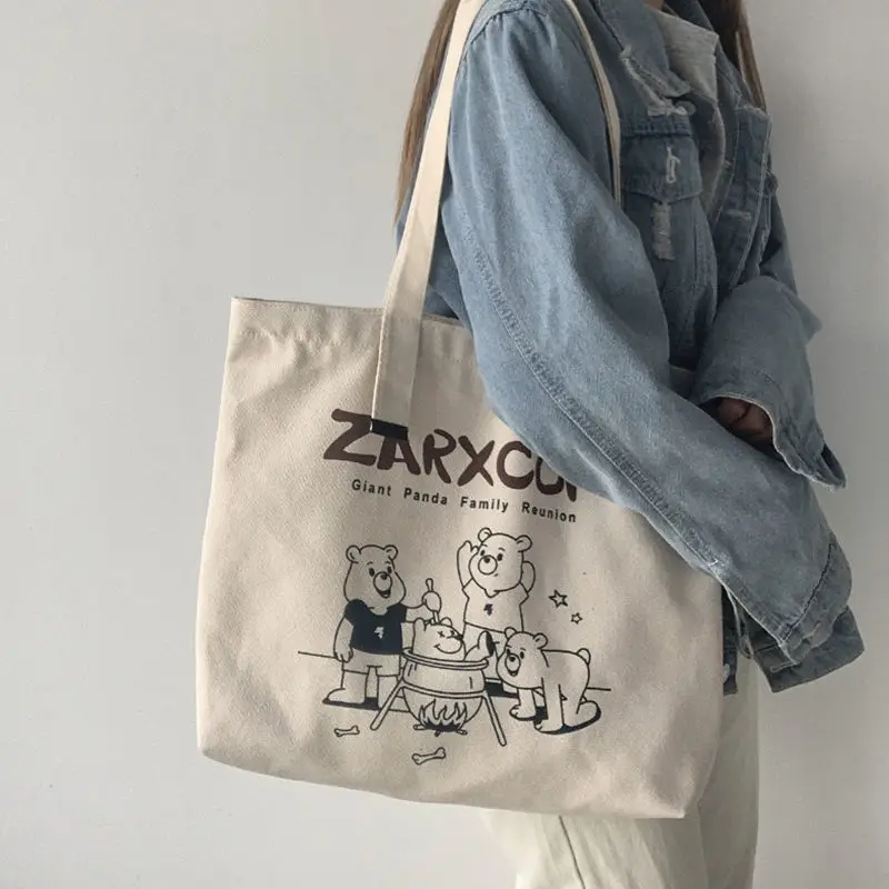 

Холщовая Сумка на плечо для женщин, модные повседневные вместительные дамские сумочки с надписью, забавные винтажные тоуты в стиле Харадзю...