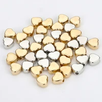 100pcs 8x9mm hearts spacer beads gold silver plated ccb loose beads for jewelry making diy beaded bracelet necklace accessories