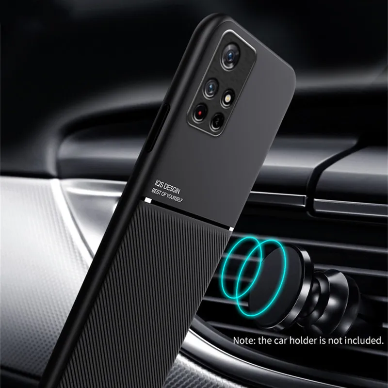 

For Xiaomi Poco M4 Pro Case Car Magnetic Holder Leather Armor Back Cover For Poco Poko Pocco Little M4Pro M 4 Pro 4Pro M4 Pro 5G