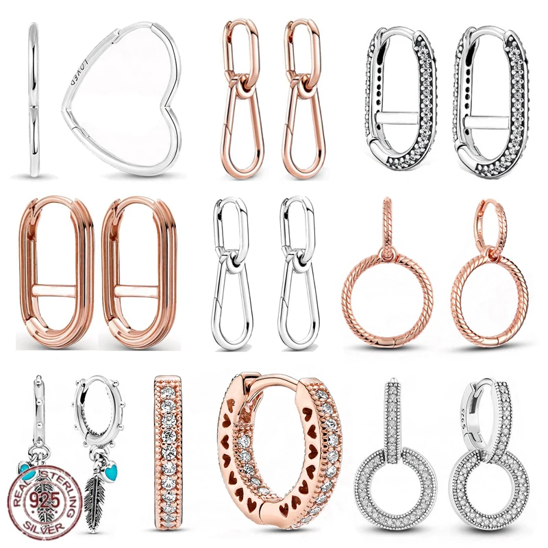 

Женские серьги-кольца из серебра 925 пробы, с перьями