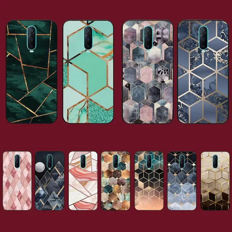 

Geometric Marble Phone Case for Vivo Y91C Y11 17 19 17 67 81 Oppo A9 2020 Realme c3