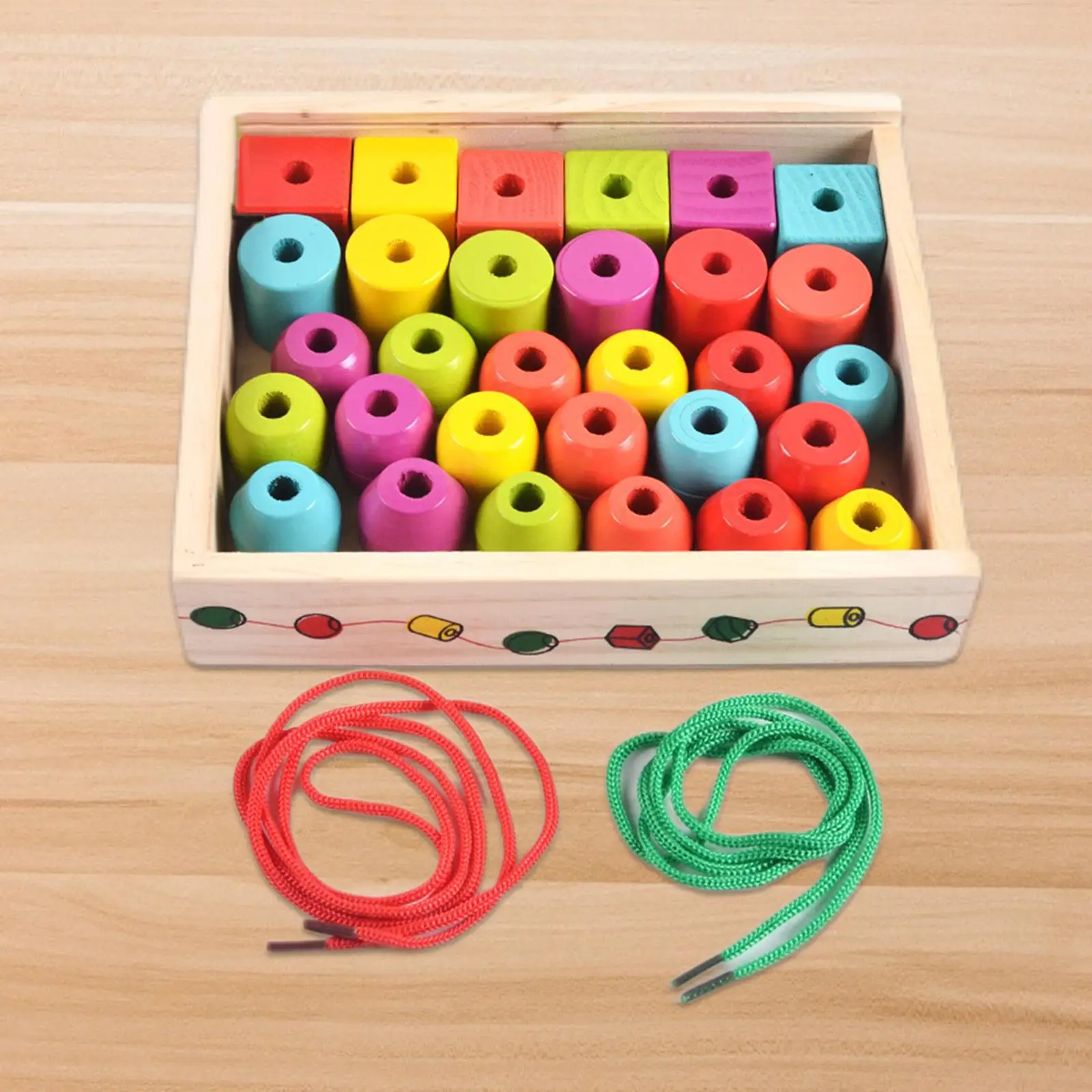 

30 pcs Wooden Lacing Beads Toys for Toddlers Toy Girls Babies