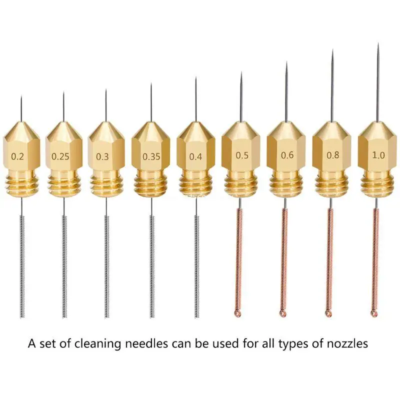

9Pcs/Set Stainless Steel Metal Nozzle Cleaning Needle Cleaner Drill Bit 0.2mm-1mm for 3D Printer Parts Accessories Dropship