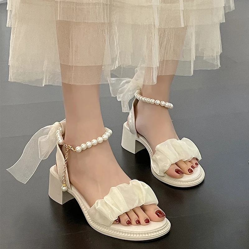 

Black Platform Sandals Female Shoe 2023 Summer Lace Denim Women's High Heels Med Espadrilles Girls Laces Fashion Gladiator Beige