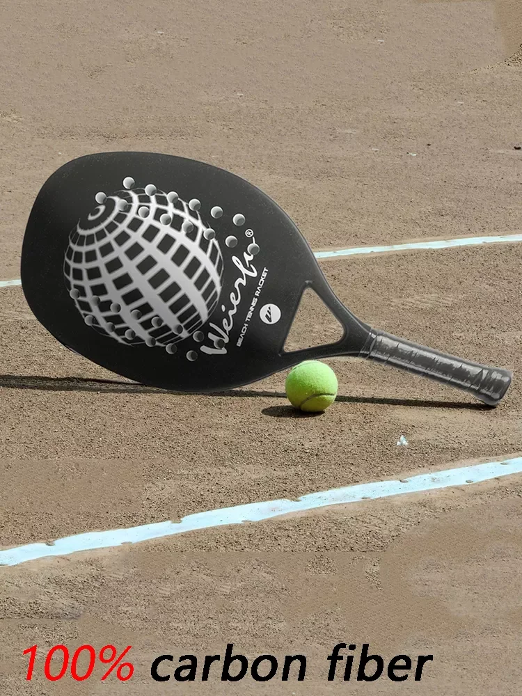 Tennis Racket 100% Full Carbon Fiber Unisex Professional Tennis Paddle Racket Soft EVA Beach Tennis Racket With Ball